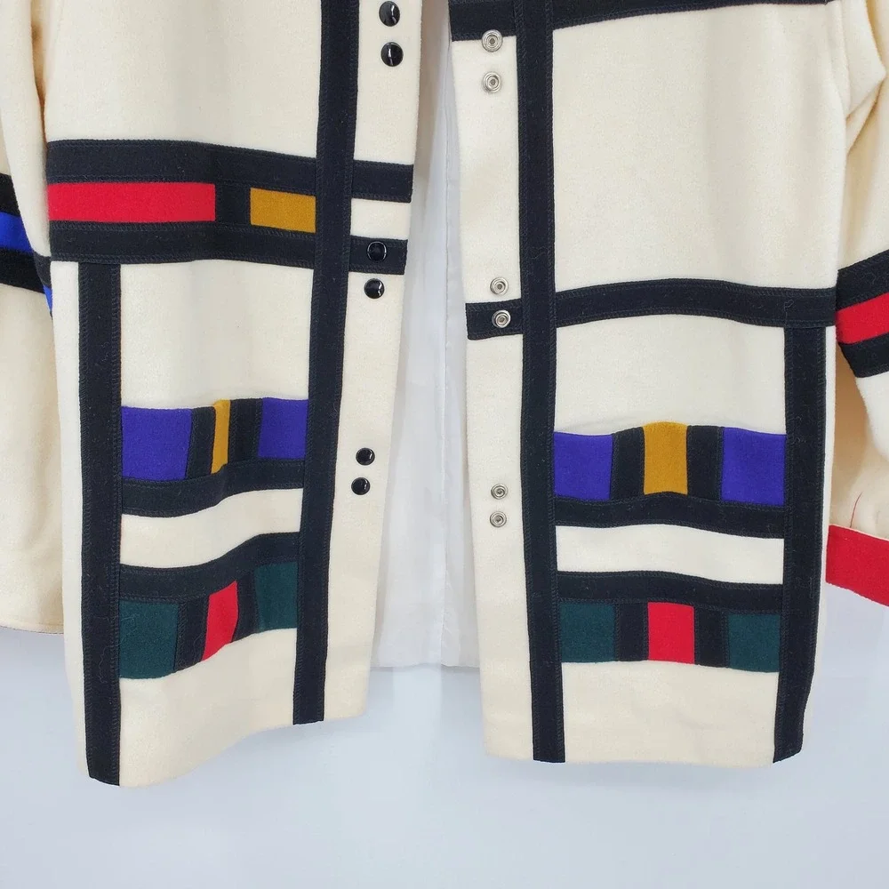 International Scene Vintage Mondrian Style Wool Jacket Colorblock Rainbow 12